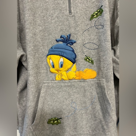 Vintage Looney Tunes Tweety Bird Quarter Zip Fleece - Picture 4 of 10